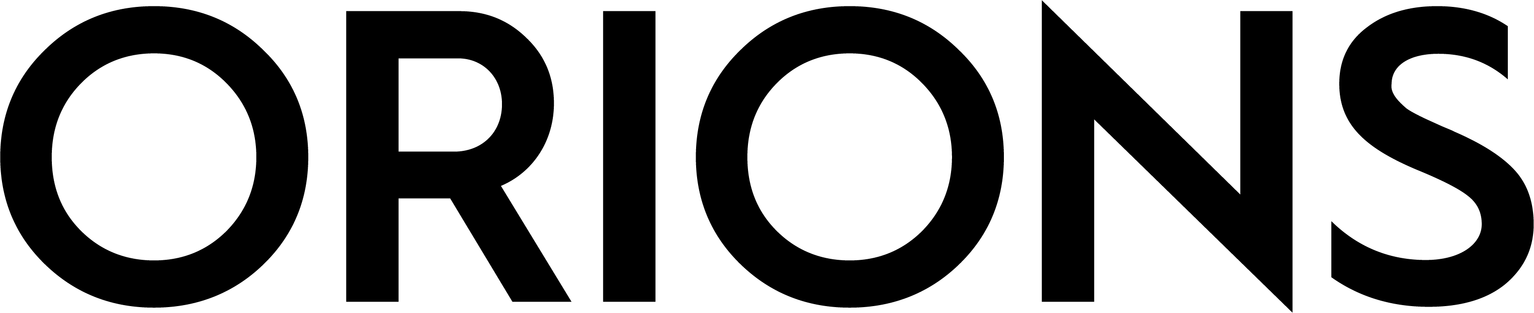 Orions Fashion logo i sort på hvit bakgrunn, minimalistisk design.